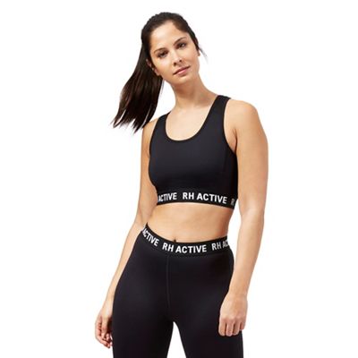 Black mesh detail sports bra